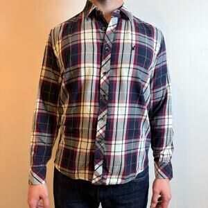 Playboy Blue Plaid Button Down Shirt - Size M